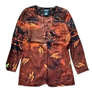 Vtg Saint Tropez West Southwest Lightweight Jacket Rust Red Orange Black Size 6